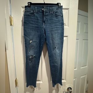 Lucky Distressed Cropped Jeans in Blue